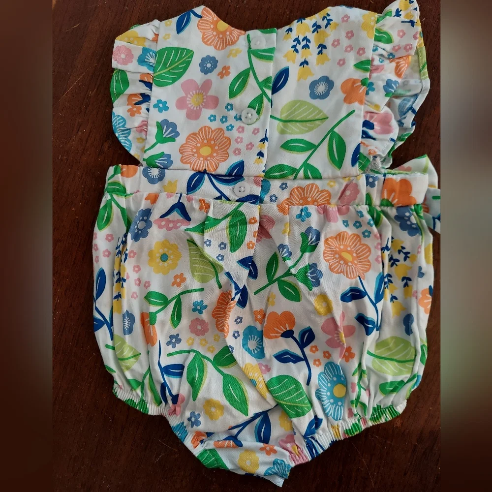 🎁10/$25 -Good Lad romper,  3 months,  girly, floral with ruffles